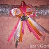 Silver Glitter Garter with Orange and Pink bows